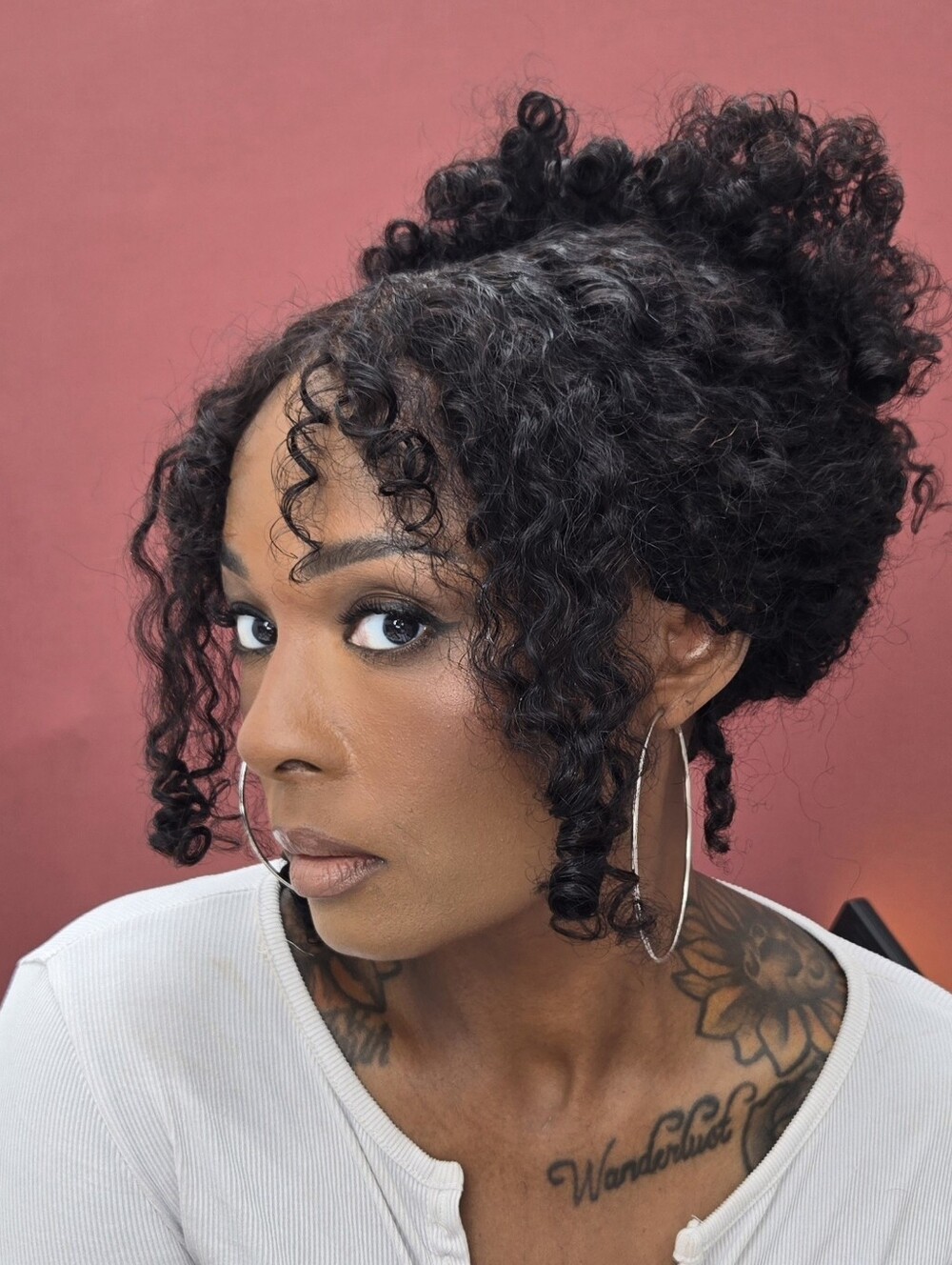 Finger Coil Human Hair Wig With Bangs